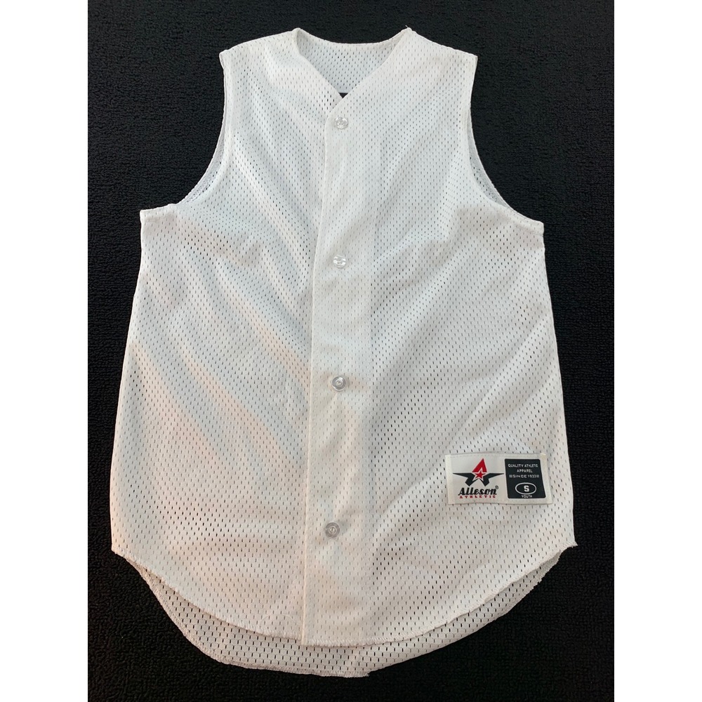 Alleson Athletic Youth White Mesh‎ Baseball Jersey S